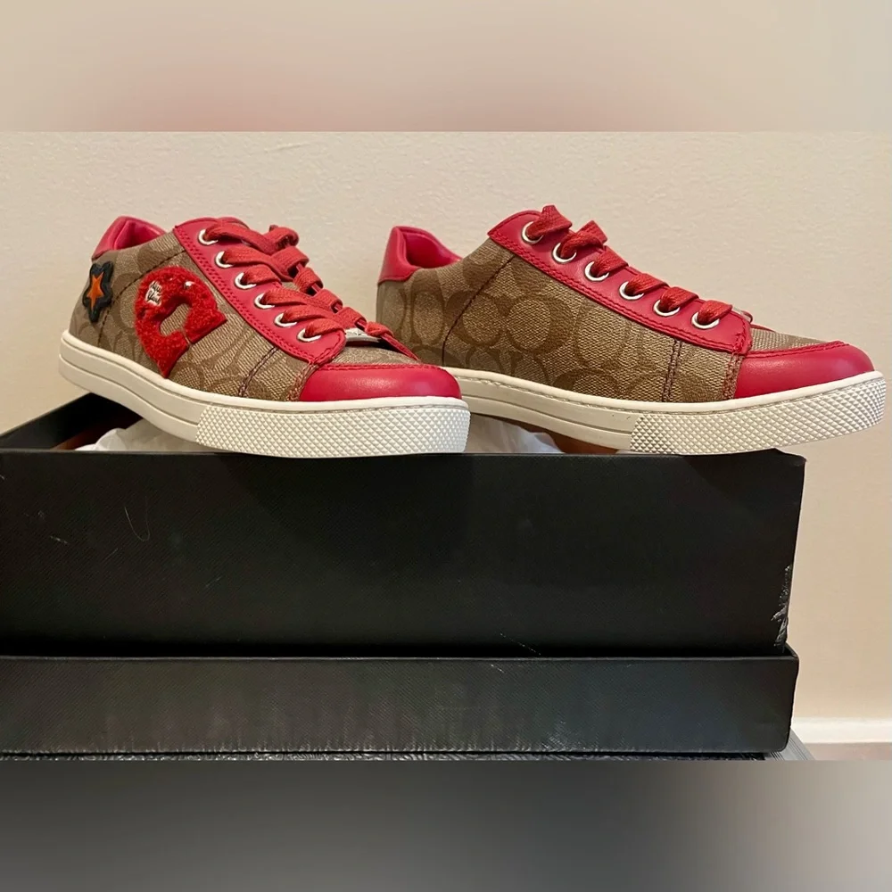 Coach Red and Brown Porter Sneakers - Picture 2 of 11